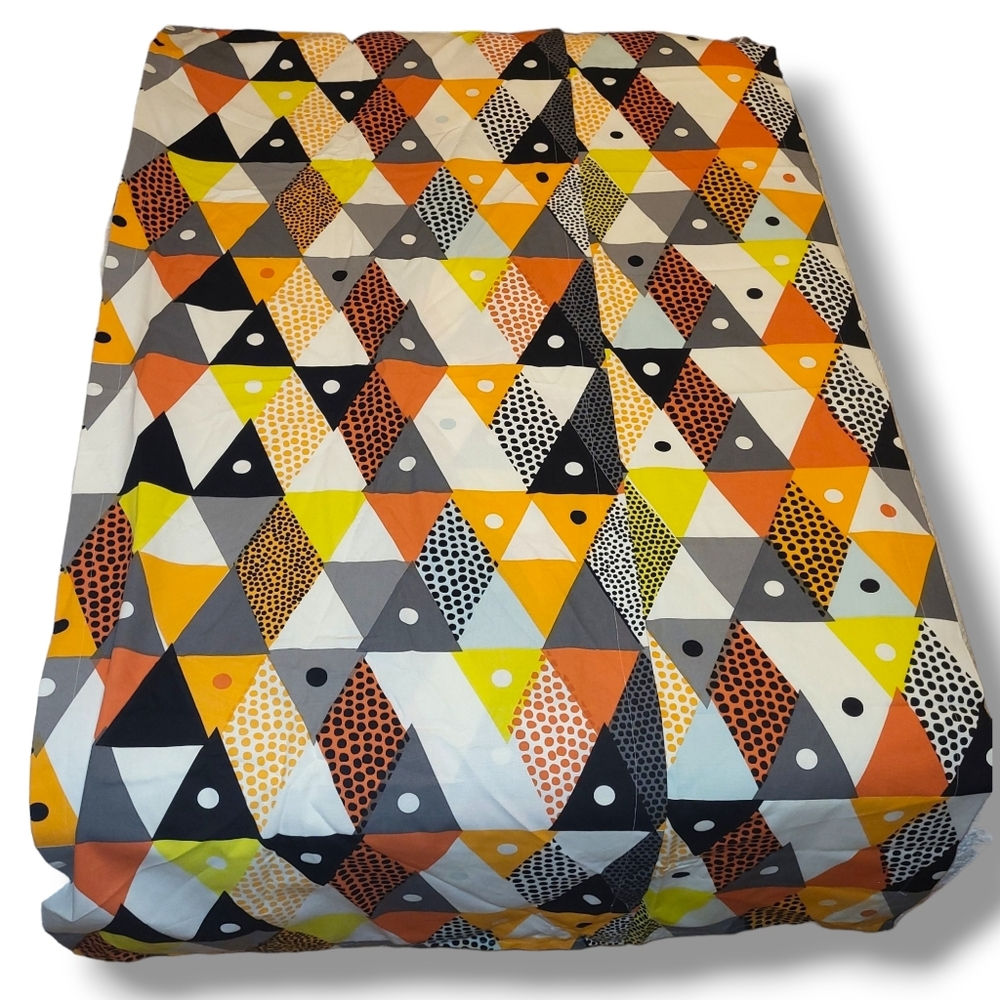 pair of geometric ikea curtains